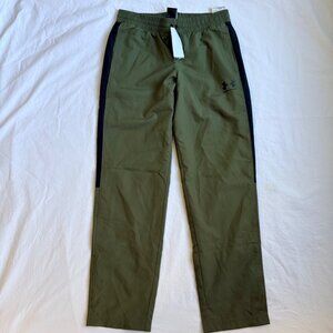 NWT Under Armour Boys Loose Fit Rival Woven Pants YL Olive Green Drawstring